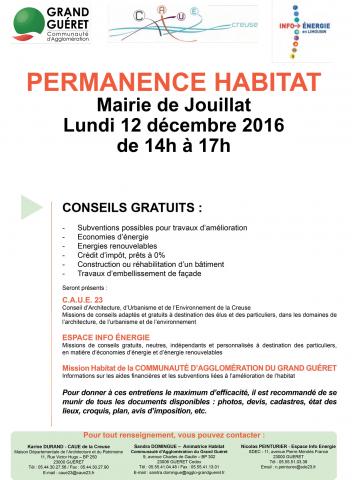 Affiche permanence habitat Jouillat